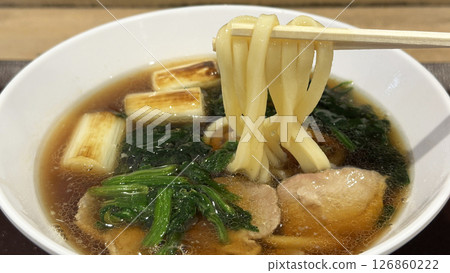 Restaurant menu (duck and green onion udon) 126860222