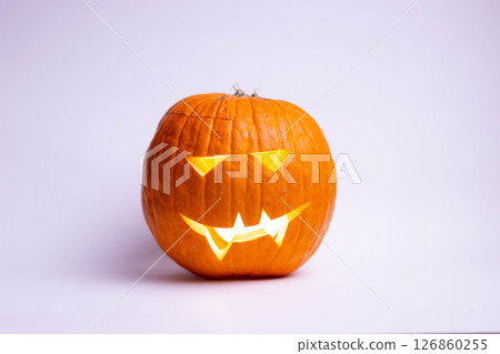 one halloween pumpkin white background one halloween pumpkin white background 126860255