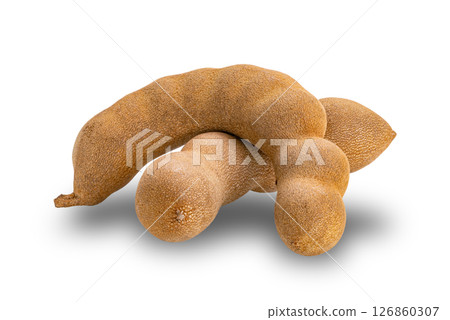 Ripe sweet Tamarind or Tamarindus indica isolated on white background. Ripe sweet Tamarind or Tamarindus indica isolated on white background. 126860307