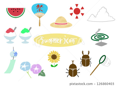 Summer icons, Summer elements 126860403