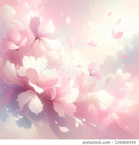 淡粉紅色花瓣飄揚的背景圖 126860439