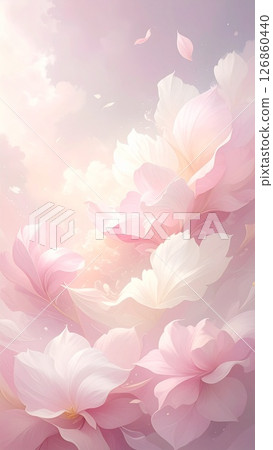 淡粉紅色花瓣飄揚的背景圖 126860440
