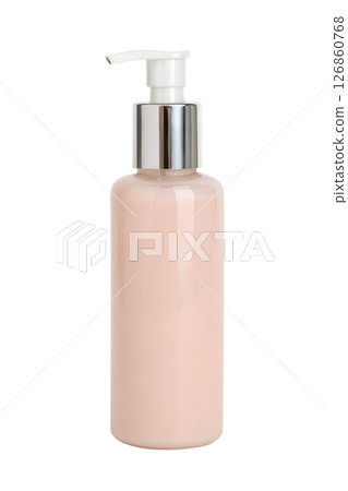 Pink lotion pump bottle isolated on transparent background, cosmetic container with dispenser, skin care product packaging, clean beauty item Pink lotion pump bottle isolated on transparent background, cosmetic container with dispenser, skin care product packaging, clean beauty item 126860768