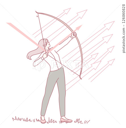 A dedicated woman practicing the art of archery with intense focus and remarkable precision 126860828