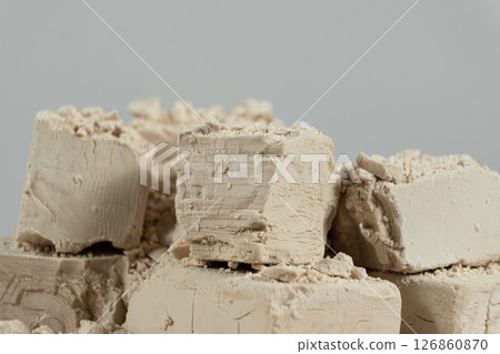 Macro texture of compressed fresh yeast cubes Macro texture of compressed fresh yeast cubes 126860870