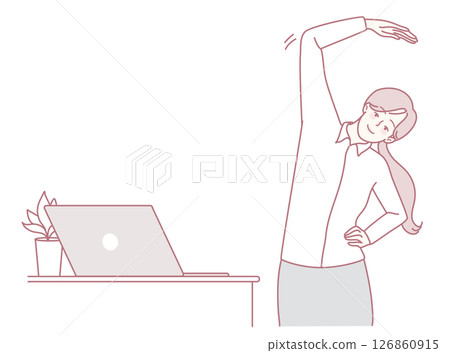 Office workers can improve their overall health and enhance focus through stretching exercises 126860915