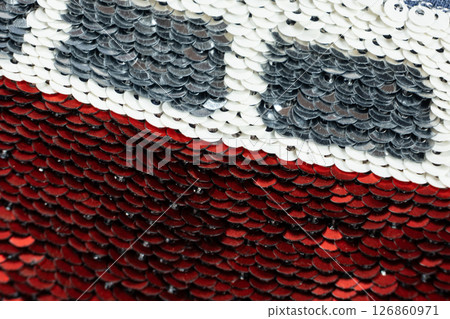 Macro Close-Up of Shiny Sequins Texture. Macro Close-Up of Shiny Sequins Texture. 126860971