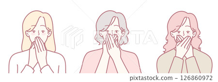Expressive Women Who Are Artistically Covering Their Faces in Various Creative Designs and Styles Expressive Women Who Are Artistically Covering Their Faces in Various Creative Designs and Styles 126860972