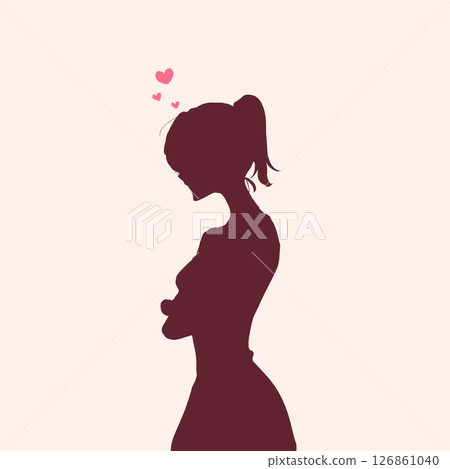 戀愛中的女子，雙臂交叉，剪影 126861040