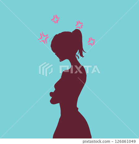 Angry woman, angry mark, silhouette 126861049