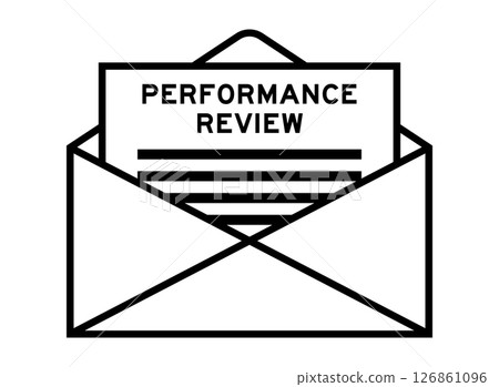 Envelope and letter sign with word performance review as the headline 126861096
