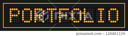 Orange color led banner in word portfolio on black background 126861134