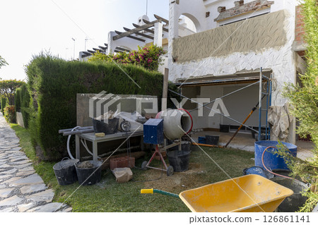 General view of a house during a remodel. High quality photo 126861141