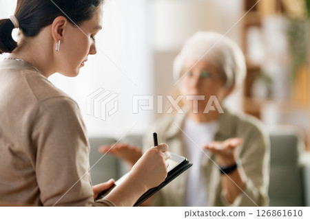 Consultation of the patient with a psychologist 126861610