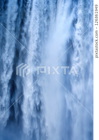 Abstract blue waterfall flowing serene atmosphere Abstract blue waterfall flowing serene atmosphere 126861949