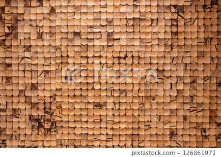 Arrangement create of natural wooden craft wall geometric texture background 126861971
