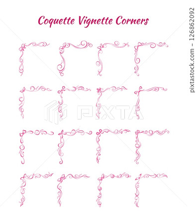 Set of 16 coquette bow vignette corners 126862092