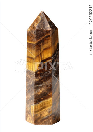 Tiger eye gem stone on white background 126862215