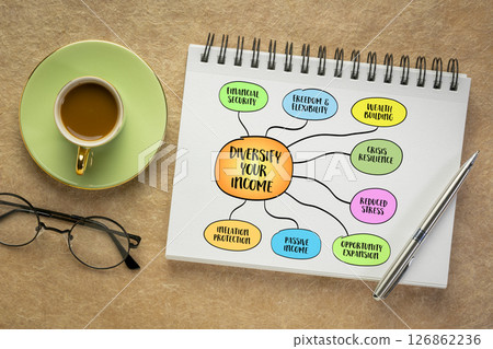 Diversify your income, benefits, infographics sketch. Diversify your income, benefits, infographics sketch. 126862236