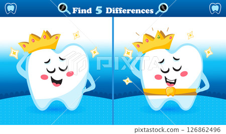 Fun Find the Differences Game with Crowned Tooth Character 126862496