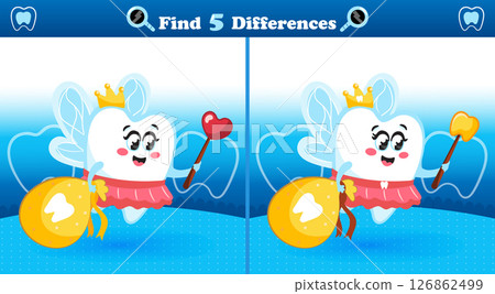 Find the Differences Game with Flying Tooth Fairy and Magic Wand Find the Differences Game with Flying Tooth Fairy and Magic Wand 126862499