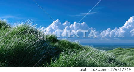 Rolling Green Hills Beneath a Blue Sky Rolling Green Hills Beneath a Blue Sky 126862749