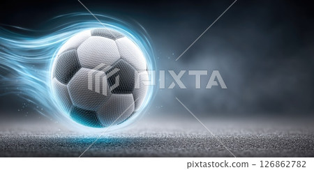 Soccer Ball in Fast Motion with Blue Energy Soccer Ball in Fast Motion with Blue Energy 126862782