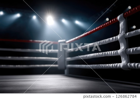 Empty Boxing Ring Under Arena Lights Empty Boxing Ring Under Arena Lights 126862784
