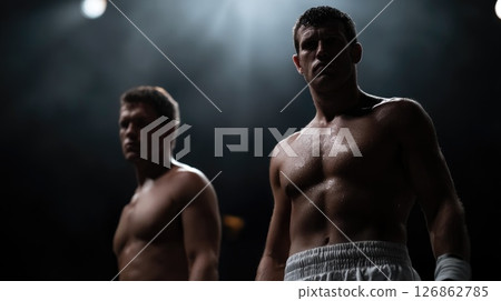 Boxers Preparing for a Match Under Dramatic Lights Boxers Preparing for a Match Under Dramatic Lights 126862785