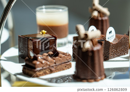 Rich chocolate dessert platter 126862809