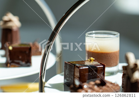 Rich chocolate dessert platter 126862811
