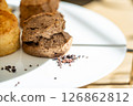 Chocolate scones and cocoa nibs 126862812