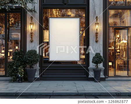 Blank poster in luxury storefront frame 126862877