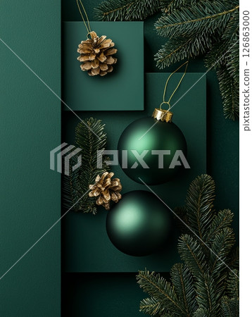 Christmas candlelight decoration with green ornament 126863000
