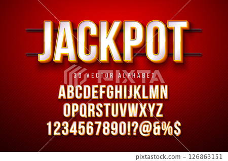 Vector 3d Alphabet Font Set with Frame Box and Shadow on Red Background. Modern Typeface Design Collection with ABC, Number and Special Characters for Banner, Poster or Invitation. Layered Separated Vector 3d Alphabet Font Set with Frame Box and Shadow on Red Background. Modern Typeface Design Collection with ABC, Number and Special Characters for Banner, Poster or Invitation. Layered Separated 126863151
