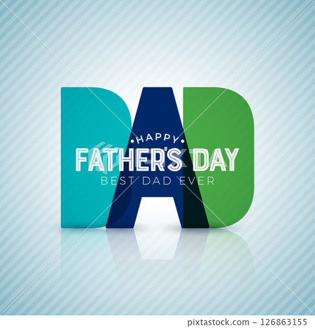 Happy Father's Day Greeting Card Design with Colorful Dad Text Label on White Background. Vector Celebration Illustration with Typography Lettering for the Best Daddy. Fathers Day Template for Banner 126863155