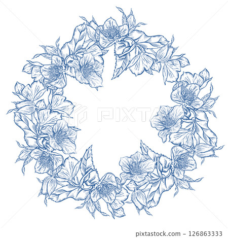 Wedding wreath with flowers. 126863333
