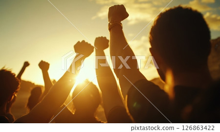 Unity at sunset protest 126863422