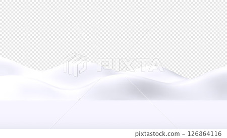 Minimalistic 3D Vector Design of Snow-Capped Mountains and Smooth Winter Hills 126864116