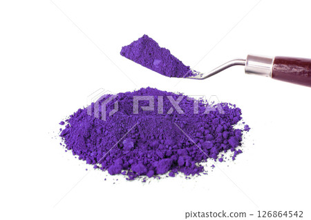 Bright Purple Powder Used for Art and Crafting Displayed on a White Background Bright Purple Powder Used for Art and Crafting Displayed on a White Background 126864542
