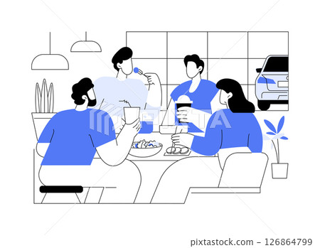 Rest area isolated cartoon vector illustrations. Rest area isolated cartoon vector illustrations. 126864799