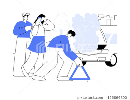 Car problem isolated cartoon vector illustrations. 126864800