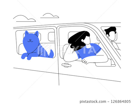 Riding with a dog isolated cartoon vector illustrations. 126864805