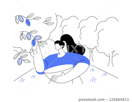 Almonds growing isolated cartoon vector illustrations. 126864813