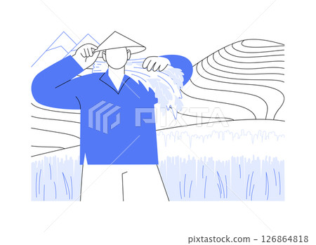 Rice growing isolated cartoon vector illustrations. 126864818