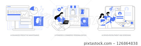 AI-optimized soft and apps abstract concept vector illustrations. AI-optimized soft and apps abstract concept vector illustrations. 126864838