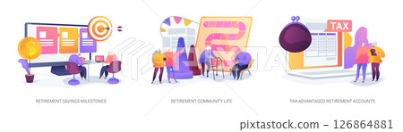 Retirement Savings, Lifestyle Scenes abstract concept vector illustrations. 126864881