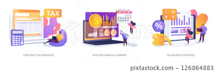 Freelancer Tax, Finance Essentials abstract concept vector illustrations. 126864883
