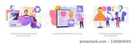 AI Innovations in Fashion Design abstract concept vector illustrations. AI Innovations in Fashion Design abstract concept vector illustrations. 126864893