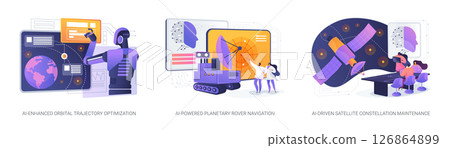 AI in Space Operations abstract concept vector illustrations. 126864899